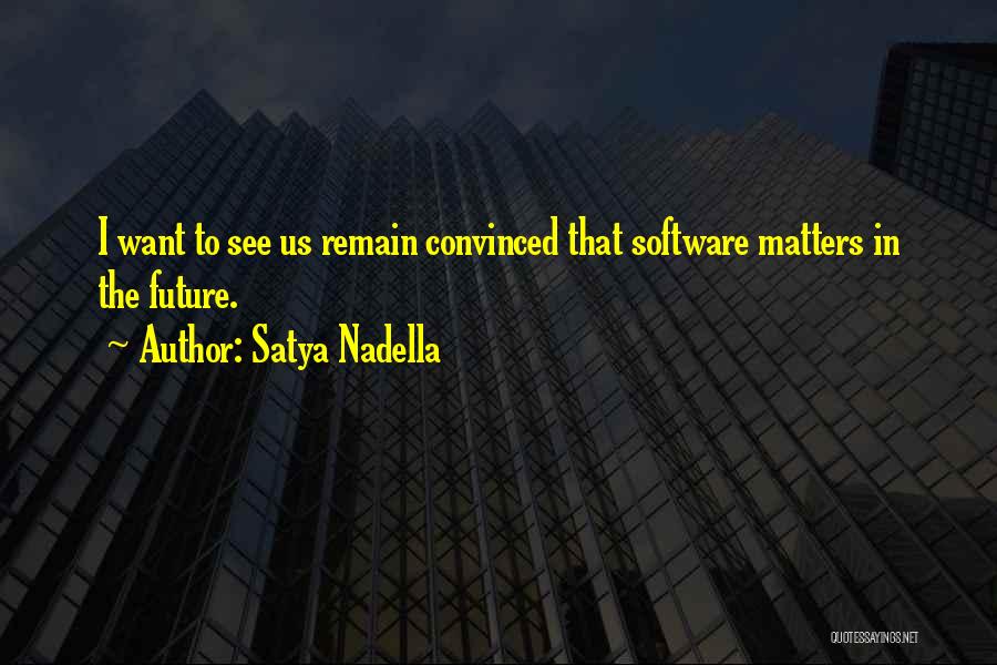 Satya Nadella Quotes: I Want To See Us Remain Convinced That Software Matters In The Future.