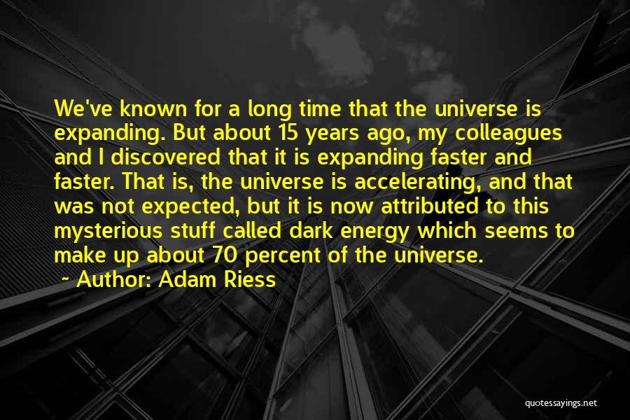 Adam Riess Quotes: We've Known For A Long Time That The Universe Is Expanding. But About 15 Years Ago, My Colleagues And I