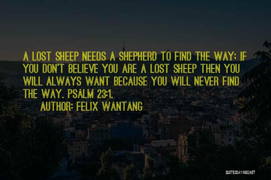 Felix Wantang Quotes: A Lost Sheep Needs A Shepherd To Find The Way; If You Don't Believe You Are A Lost Sheep Then