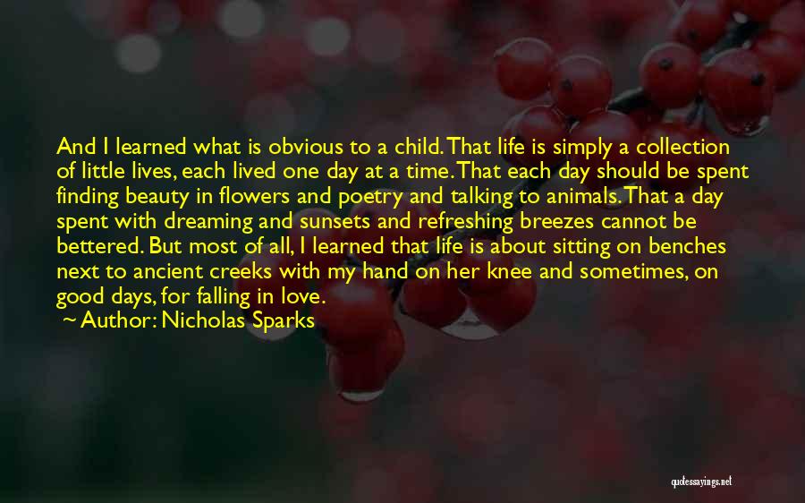 Nicholas Sparks Quotes: And I Learned What Is Obvious To A Child. That Life Is Simply A Collection Of Little Lives, Each Lived