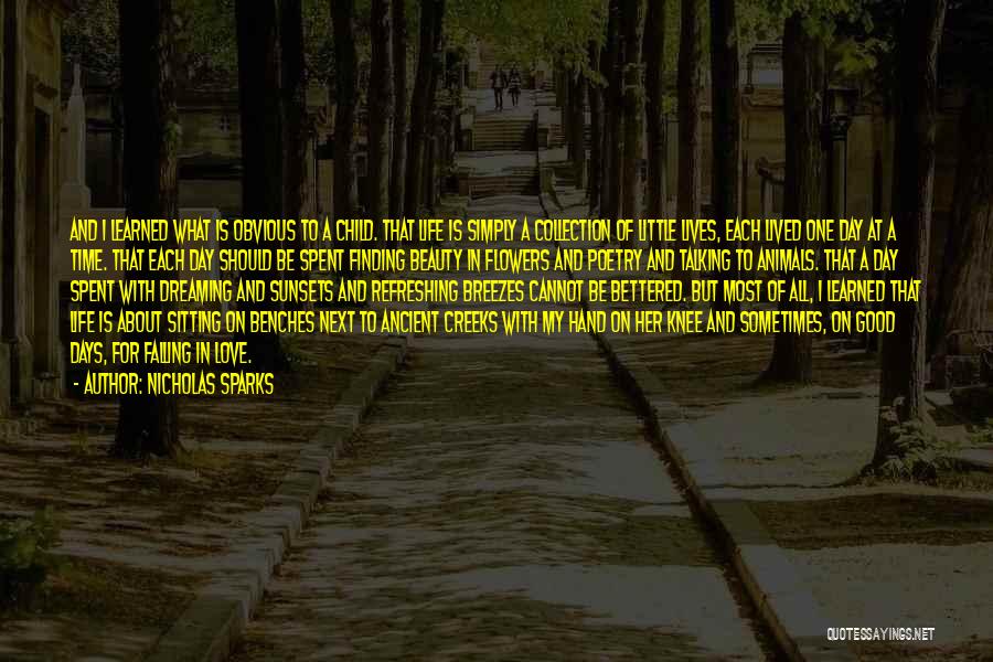 Nicholas Sparks Quotes: And I Learned What Is Obvious To A Child. That Life Is Simply A Collection Of Little Lives, Each Lived