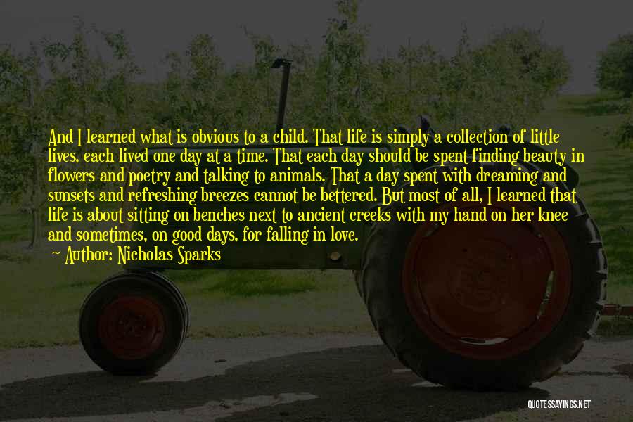 Nicholas Sparks Quotes: And I Learned What Is Obvious To A Child. That Life Is Simply A Collection Of Little Lives, Each Lived