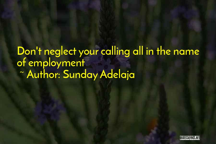 Sunday Adelaja Quotes: Don't Neglect Your Calling All In The Name Of Employment