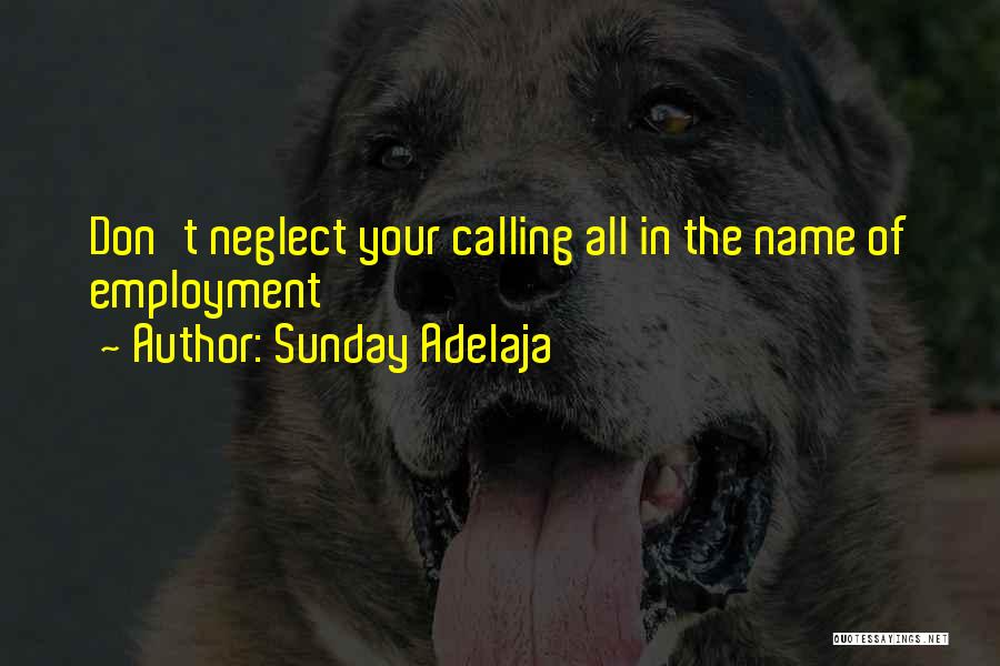 Sunday Adelaja Quotes: Don't Neglect Your Calling All In The Name Of Employment