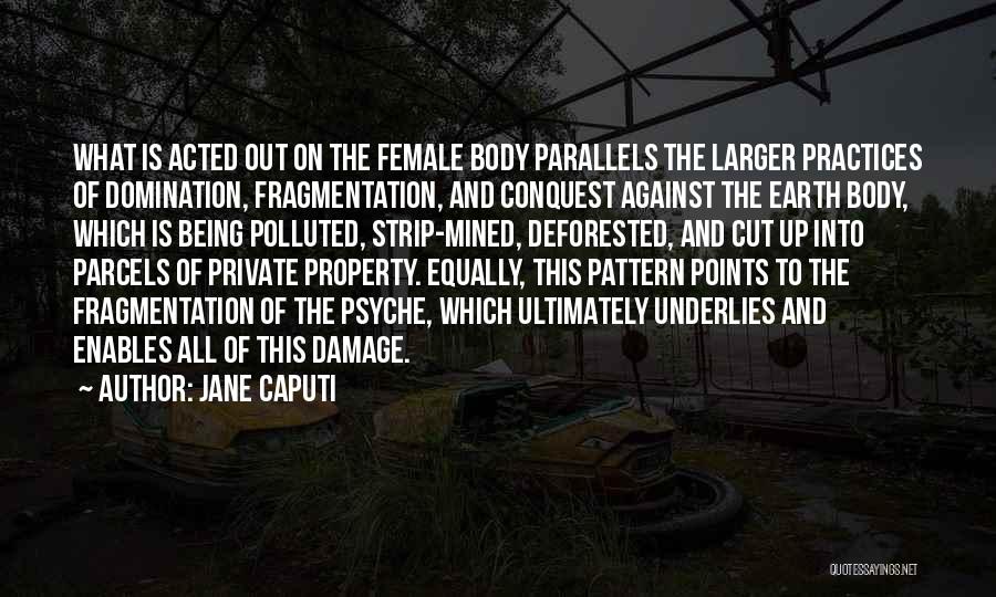 Jane Caputi Quotes: What Is Acted Out On The Female Body Parallels The Larger Practices Of Domination, Fragmentation, And Conquest Against The Earth