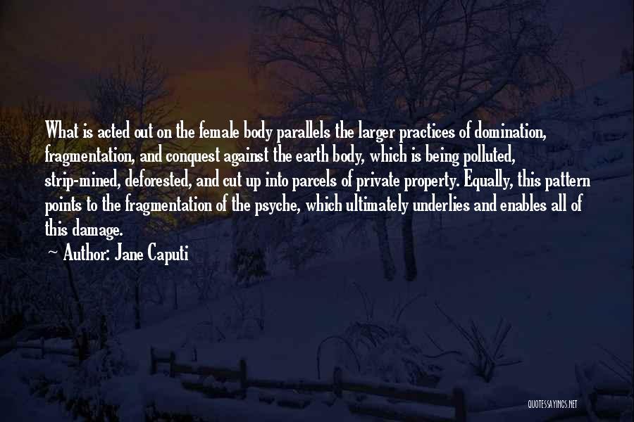 Jane Caputi Quotes: What Is Acted Out On The Female Body Parallels The Larger Practices Of Domination, Fragmentation, And Conquest Against The Earth