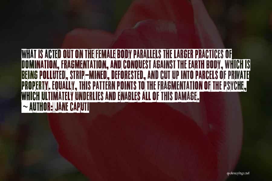 Jane Caputi Quotes: What Is Acted Out On The Female Body Parallels The Larger Practices Of Domination, Fragmentation, And Conquest Against The Earth