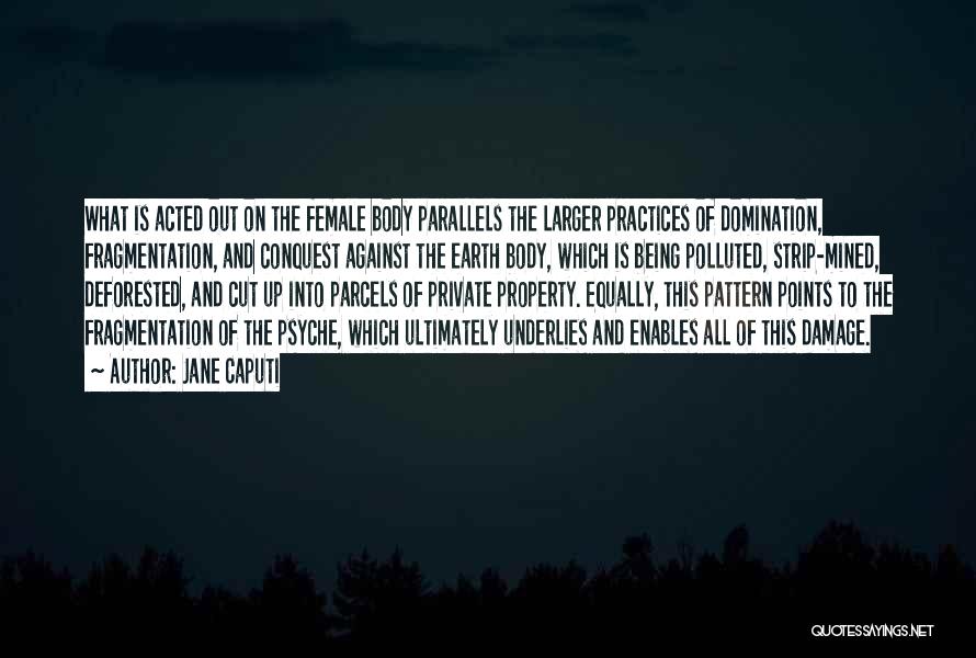 Jane Caputi Quotes: What Is Acted Out On The Female Body Parallels The Larger Practices Of Domination, Fragmentation, And Conquest Against The Earth