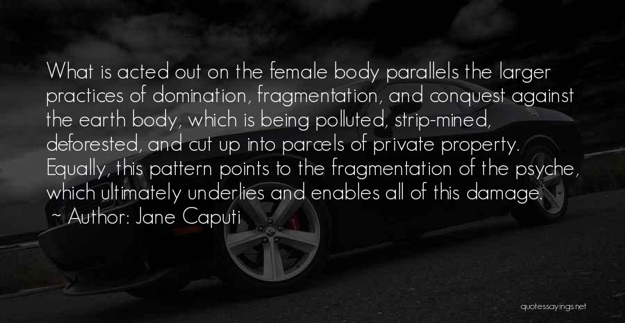 Jane Caputi Quotes: What Is Acted Out On The Female Body Parallels The Larger Practices Of Domination, Fragmentation, And Conquest Against The Earth