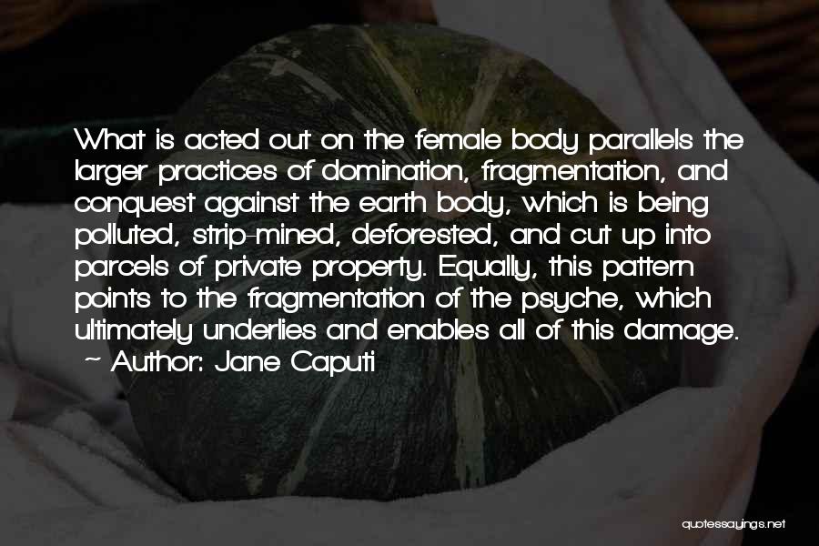 Jane Caputi Quotes: What Is Acted Out On The Female Body Parallels The Larger Practices Of Domination, Fragmentation, And Conquest Against The Earth
