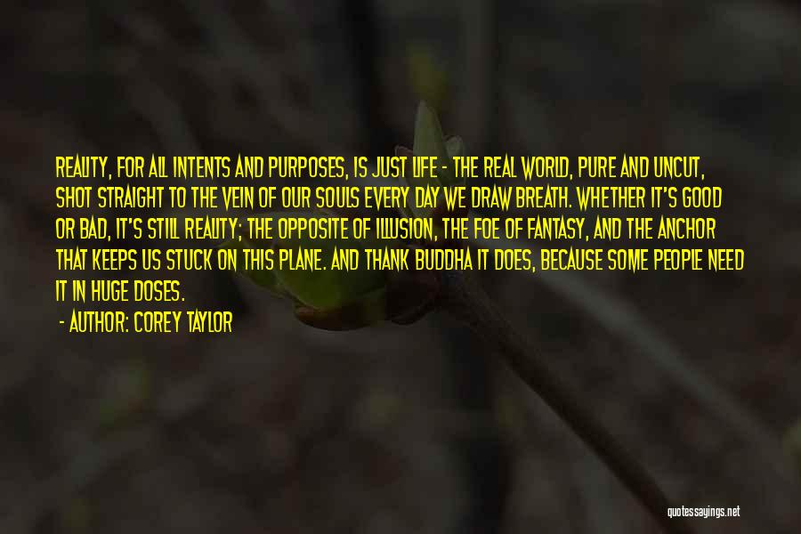 Corey Taylor Quotes: Reality, For All Intents And Purposes, Is Just Life - The Real World, Pure And Uncut, Shot Straight To The