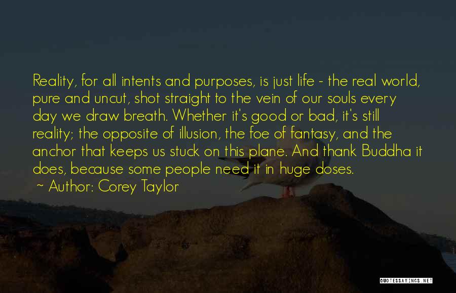 Corey Taylor Quotes: Reality, For All Intents And Purposes, Is Just Life - The Real World, Pure And Uncut, Shot Straight To The