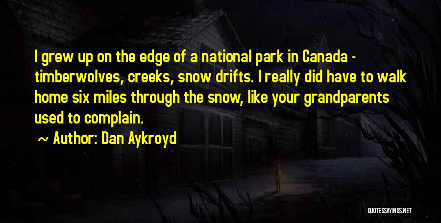 Dan Aykroyd Quotes: I Grew Up On The Edge Of A National Park In Canada - Timberwolves, Creeks, Snow Drifts. I Really Did