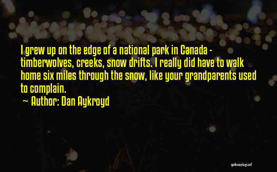 Dan Aykroyd Quotes: I Grew Up On The Edge Of A National Park In Canada - Timberwolves, Creeks, Snow Drifts. I Really Did