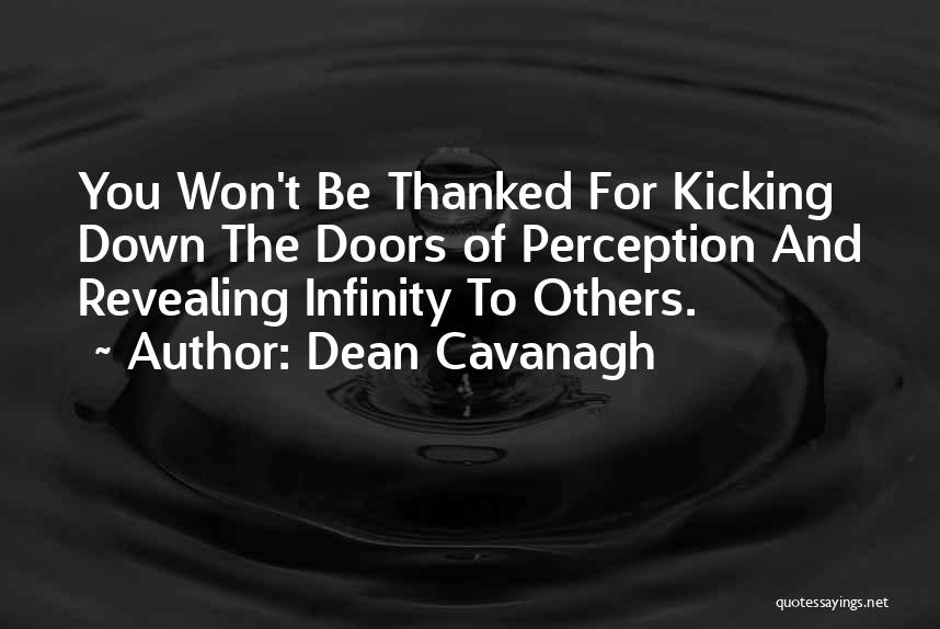 Dean Cavanagh Quotes: You Won't Be Thanked For Kicking Down The Doors Of Perception And Revealing Infinity To Others.