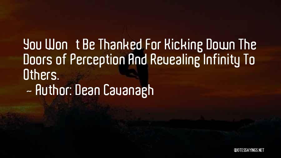 Dean Cavanagh Quotes: You Won't Be Thanked For Kicking Down The Doors Of Perception And Revealing Infinity To Others.