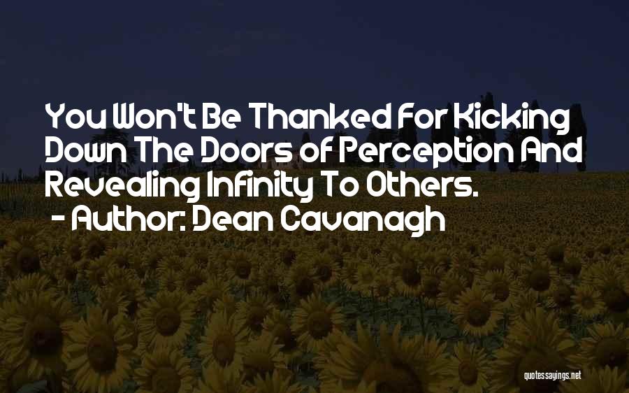 Dean Cavanagh Quotes: You Won't Be Thanked For Kicking Down The Doors Of Perception And Revealing Infinity To Others.