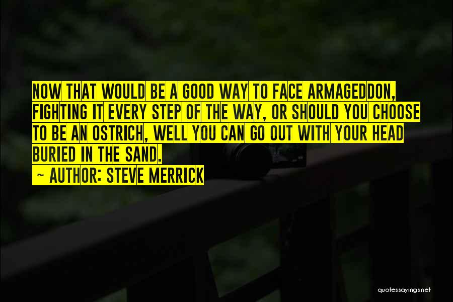 Steve Merrick Quotes: Now That Would Be A Good Way To Face Armageddon, Fighting It Every Step Of The Way, Or Should You