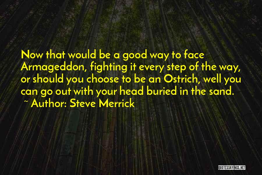 Steve Merrick Quotes: Now That Would Be A Good Way To Face Armageddon, Fighting It Every Step Of The Way, Or Should You