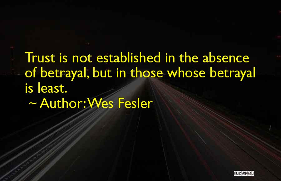 Wes Fesler Quotes: Trust Is Not Established In The Absence Of Betrayal, But In Those Whose Betrayal Is Least.