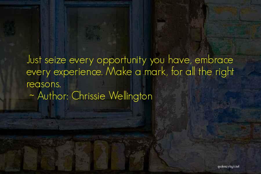 Chrissie Wellington Quotes: Just Seize Every Opportunity You Have, Embrace Every Experience. Make A Mark, For All The Right Reasons.