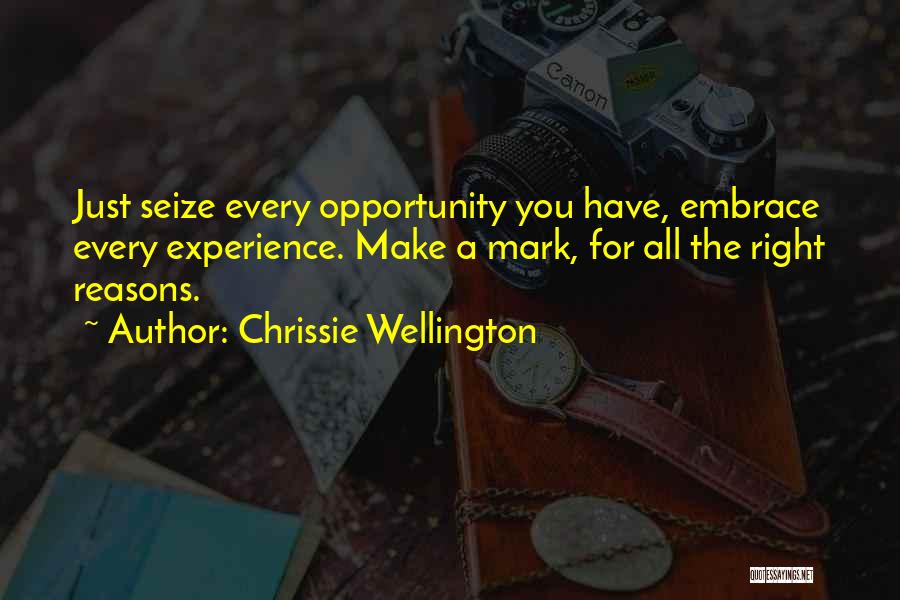 Chrissie Wellington Quotes: Just Seize Every Opportunity You Have, Embrace Every Experience. Make A Mark, For All The Right Reasons.