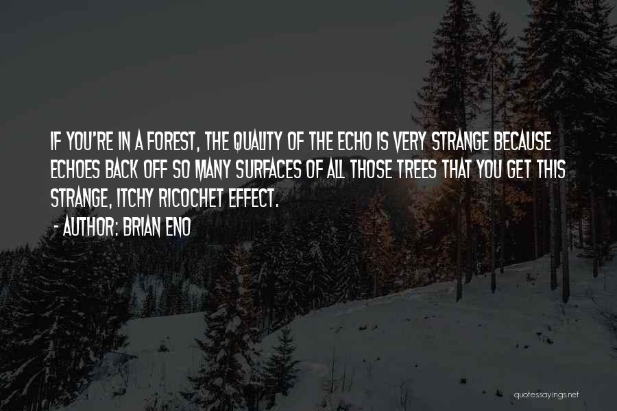 Brian Eno Quotes: If You're In A Forest, The Quality Of The Echo Is Very Strange Because Echoes Back Off So Many Surfaces