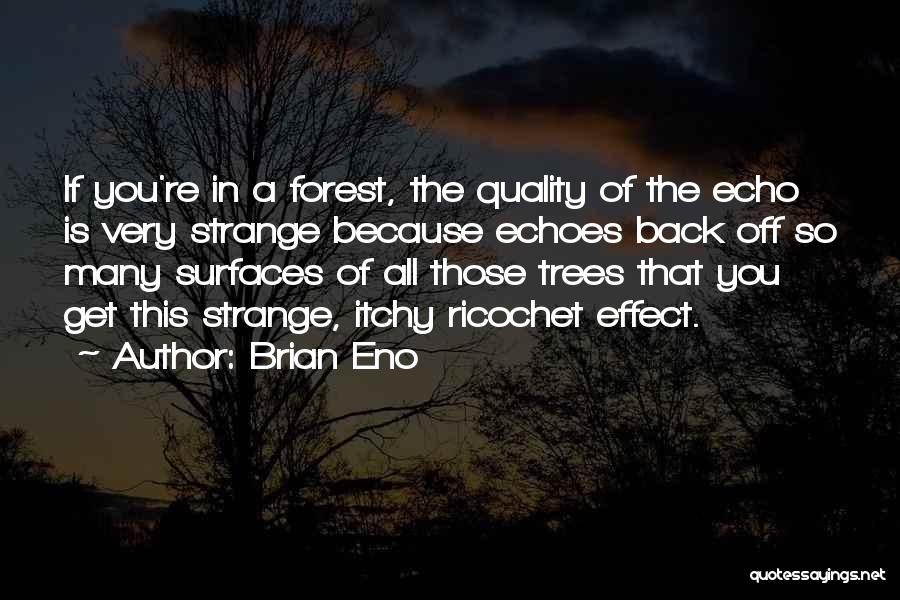 Brian Eno Quotes: If You're In A Forest, The Quality Of The Echo Is Very Strange Because Echoes Back Off So Many Surfaces