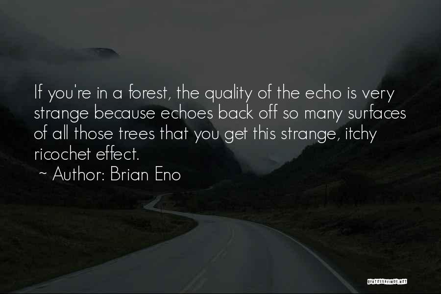 Brian Eno Quotes: If You're In A Forest, The Quality Of The Echo Is Very Strange Because Echoes Back Off So Many Surfaces