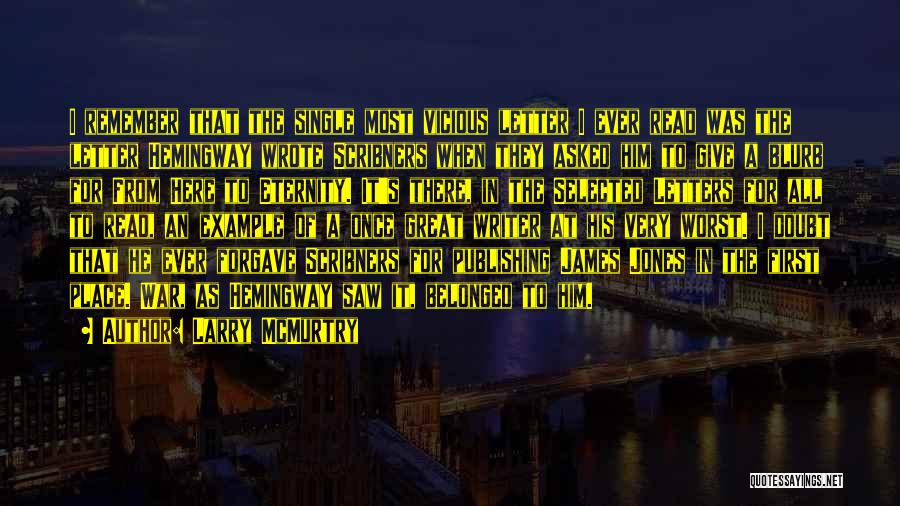 Larry McMurtry Quotes: I Remember That The Single Most Vicious Letter I Ever Read Was The Letter Hemingway Wrote Scribners When They Asked