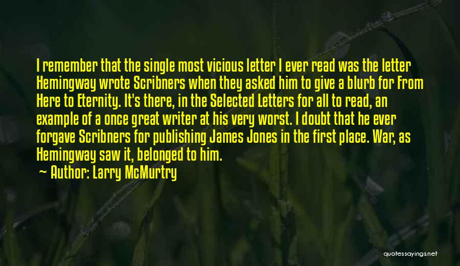 Larry McMurtry Quotes: I Remember That The Single Most Vicious Letter I Ever Read Was The Letter Hemingway Wrote Scribners When They Asked