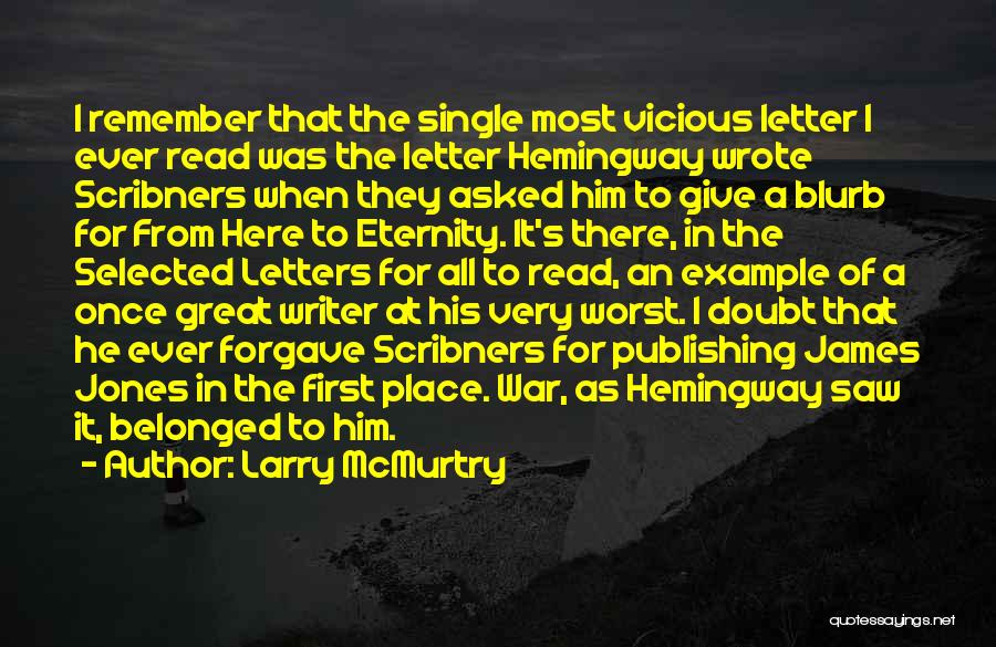 Larry McMurtry Quotes: I Remember That The Single Most Vicious Letter I Ever Read Was The Letter Hemingway Wrote Scribners When They Asked