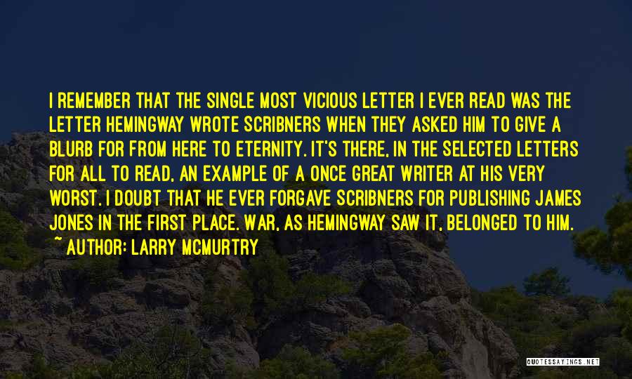 Larry McMurtry Quotes: I Remember That The Single Most Vicious Letter I Ever Read Was The Letter Hemingway Wrote Scribners When They Asked