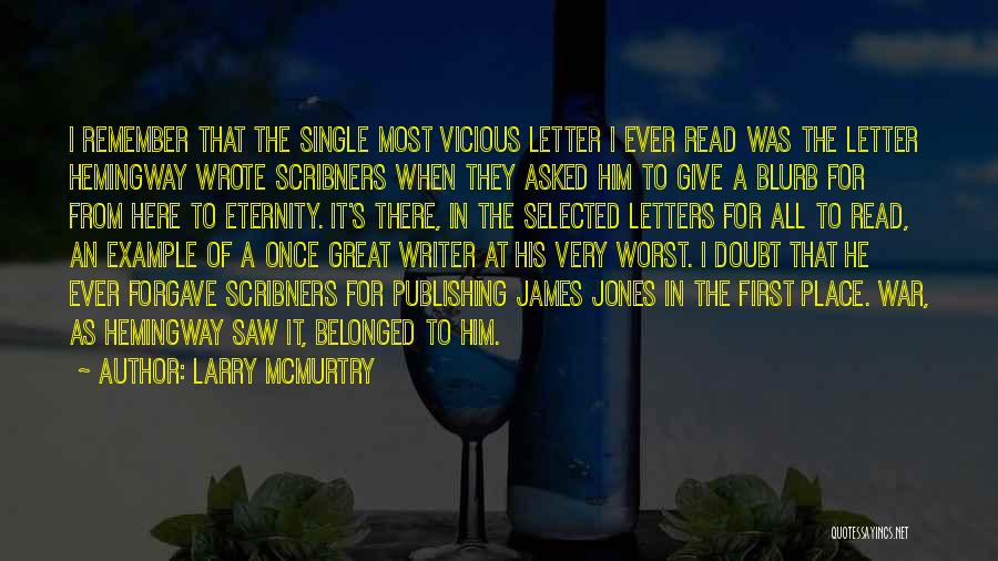 Larry McMurtry Quotes: I Remember That The Single Most Vicious Letter I Ever Read Was The Letter Hemingway Wrote Scribners When They Asked