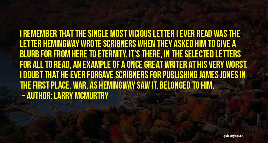 Larry McMurtry Quotes: I Remember That The Single Most Vicious Letter I Ever Read Was The Letter Hemingway Wrote Scribners When They Asked