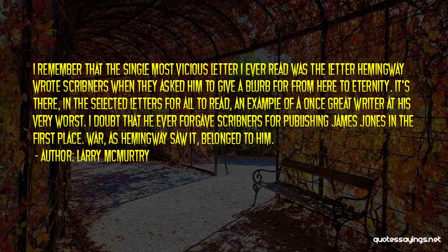 Larry McMurtry Quotes: I Remember That The Single Most Vicious Letter I Ever Read Was The Letter Hemingway Wrote Scribners When They Asked