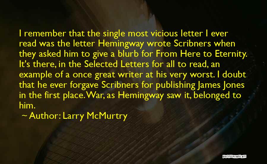 Larry McMurtry Quotes: I Remember That The Single Most Vicious Letter I Ever Read Was The Letter Hemingway Wrote Scribners When They Asked