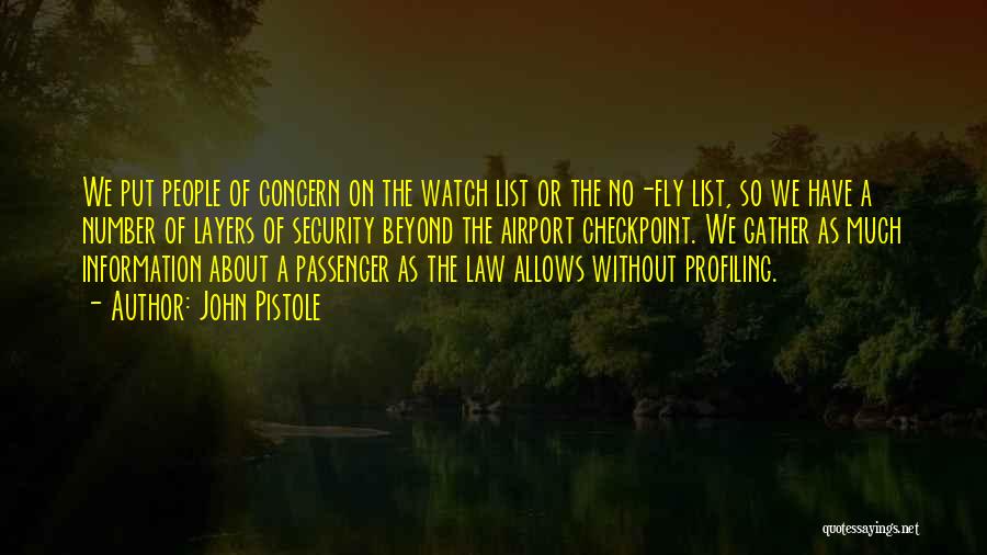 John Pistole Quotes: We Put People Of Concern On The Watch List Or The No-fly List, So We Have A Number Of Layers