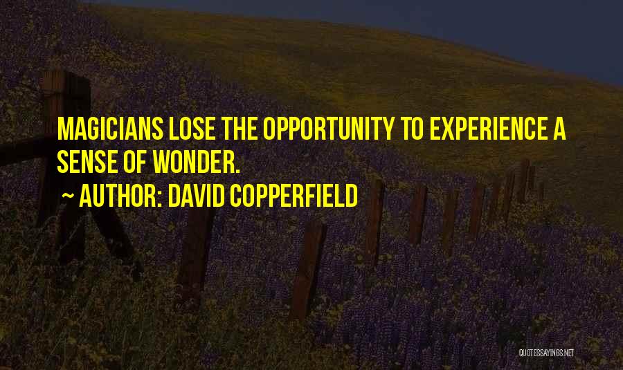 David Copperfield Quotes: Magicians Lose The Opportunity To Experience A Sense Of Wonder.