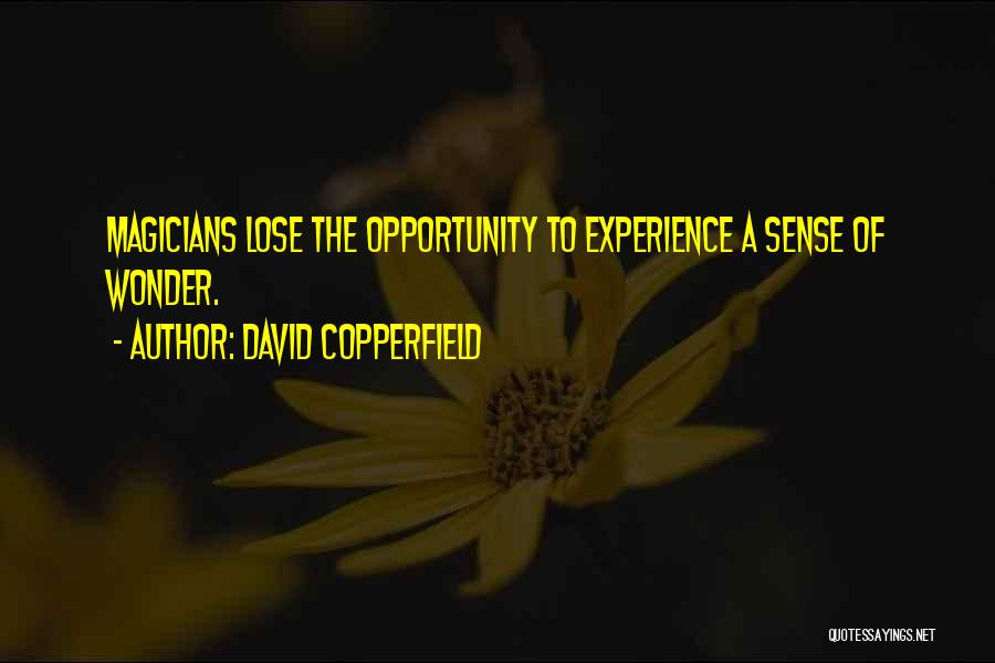 David Copperfield Quotes: Magicians Lose The Opportunity To Experience A Sense Of Wonder.