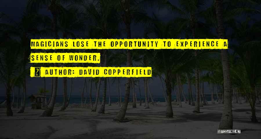 David Copperfield Quotes: Magicians Lose The Opportunity To Experience A Sense Of Wonder.