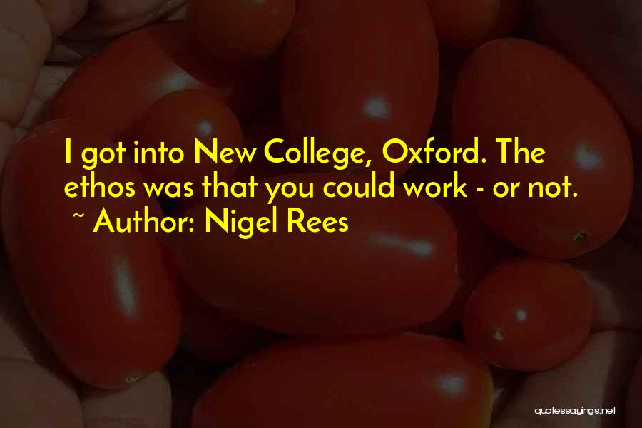 Nigel Rees Quotes: I Got Into New College, Oxford. The Ethos Was That You Could Work - Or Not.