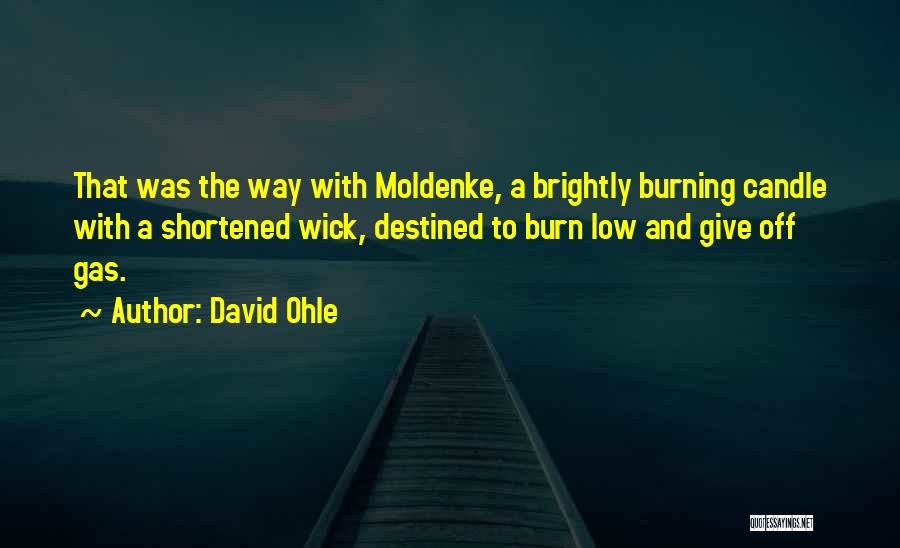 David Ohle Quotes: That Was The Way With Moldenke, A Brightly Burning Candle With A Shortened Wick, Destined To Burn Low And Give