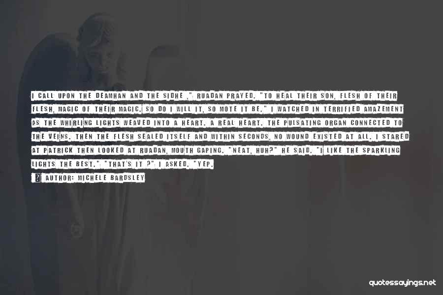 Michele Bardsley Quotes: I Call Upon The Deamhan And The Sidhe , Ruadan Prayed. To Heal Their Son, Flesh Of Their Flesh, Magic