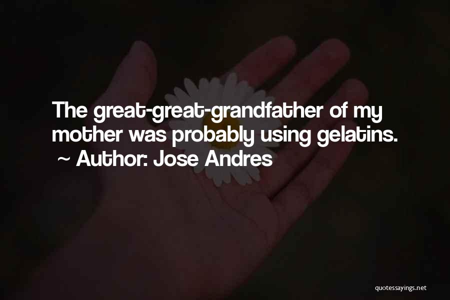 Jose Andres Quotes: The Great-great-grandfather Of My Mother Was Probably Using Gelatins.