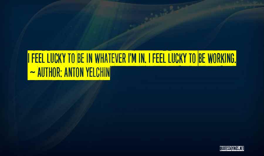 Anton Yelchin Quotes: I Feel Lucky To Be In Whatever I'm In. I Feel Lucky To Be Working.
