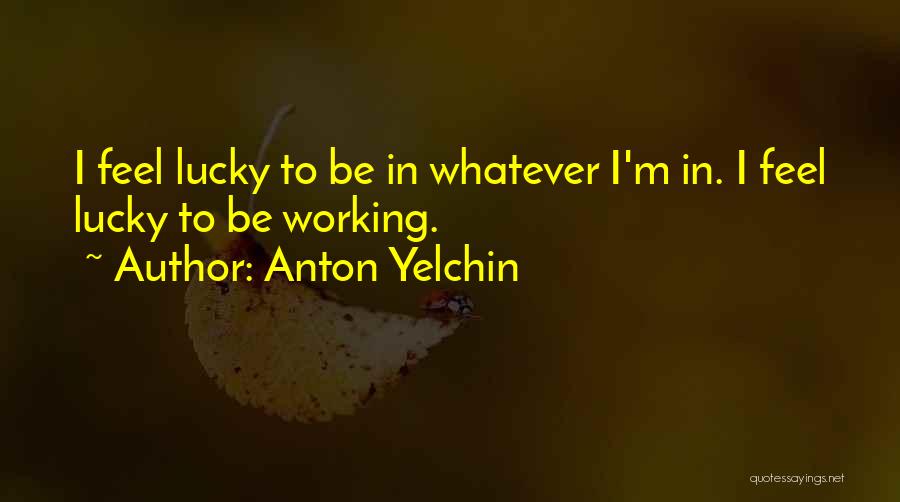 Anton Yelchin Quotes: I Feel Lucky To Be In Whatever I'm In. I Feel Lucky To Be Working.
