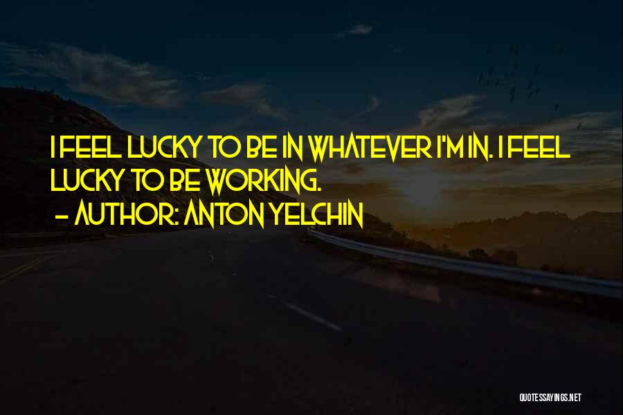 Anton Yelchin Quotes: I Feel Lucky To Be In Whatever I'm In. I Feel Lucky To Be Working.