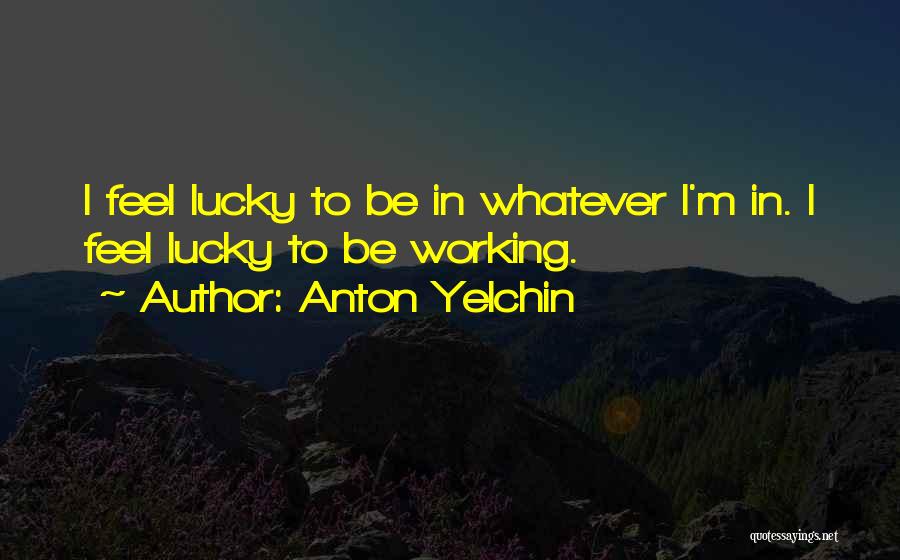 Anton Yelchin Quotes: I Feel Lucky To Be In Whatever I'm In. I Feel Lucky To Be Working.