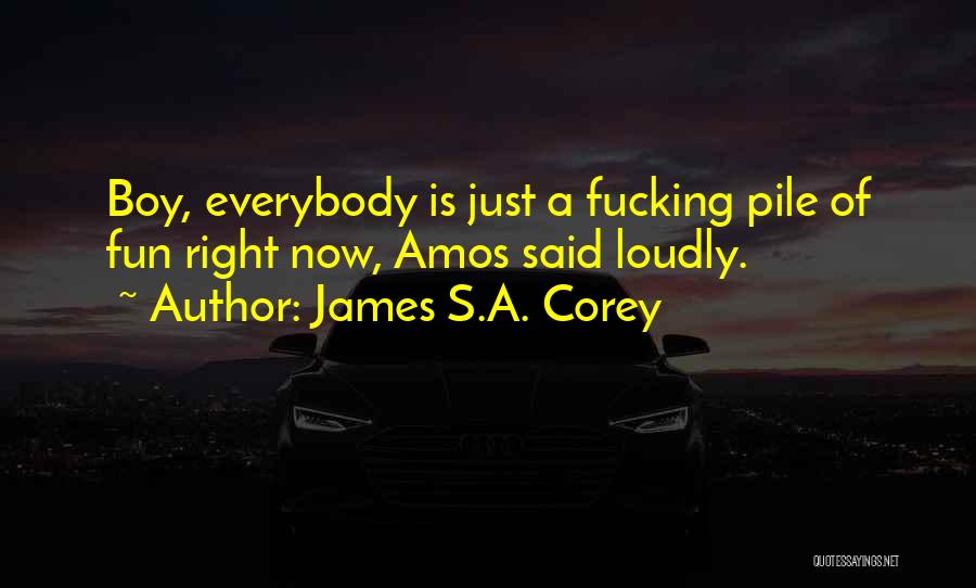 James S.A. Corey Quotes: Boy, Everybody Is Just A Fucking Pile Of Fun Right Now, Amos Said Loudly.